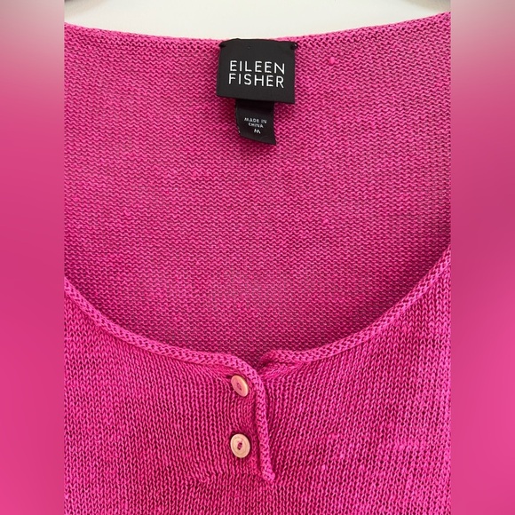Eileen Fisher 100% Linen Knit Scoop Neck Sweater in Fuchsia Pink, size M - Picture 4 of 7
